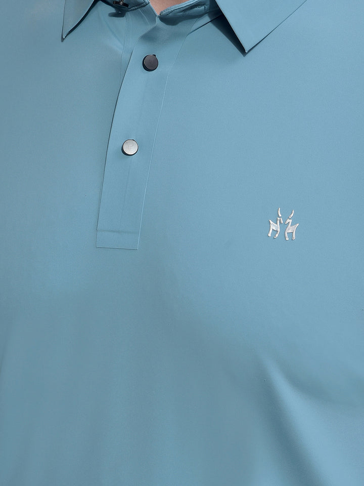 Blue Polo Neck T-Shirt-Men T-Shirts-Crimsoune Club