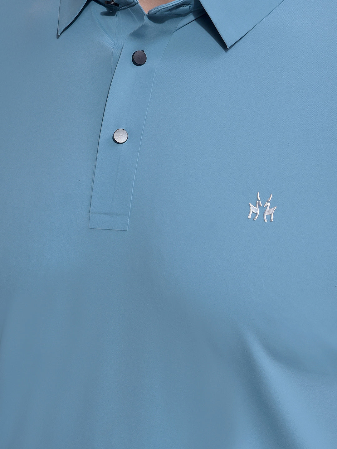 Blue Polo Neck T-Shirt-Men T-Shirts-Crimsoune Club