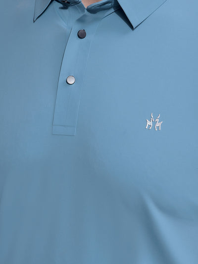 Blue Polo Neck T-Shirt-Men T-Shirts-Crimsoune Club