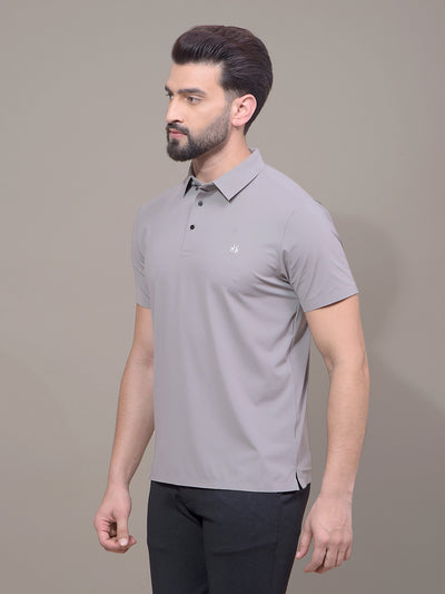Grey Polo Neck T-Shirt-Men T-Shirts-Crimsoune Club