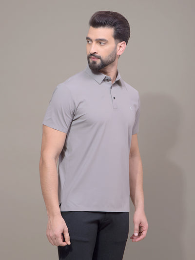 Grey Polo Neck T-Shirt-Men T-Shirts-Crimsoune Club