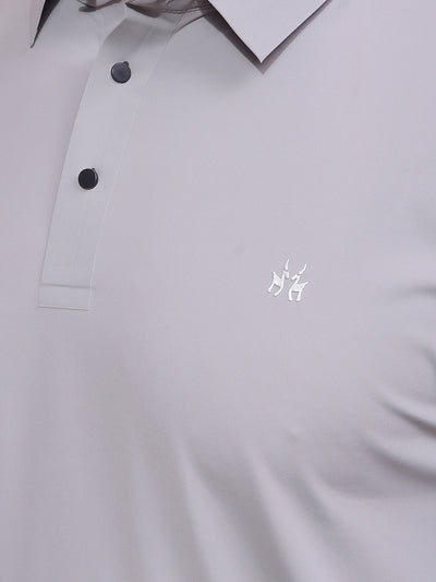 Grey Polo Neck T-Shirt-Men T-Shirts-Crimsoune Club