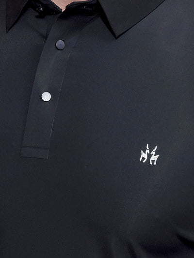 Black Polo Neck T-Shirt-Men T-Shirts-Crimsoune Club