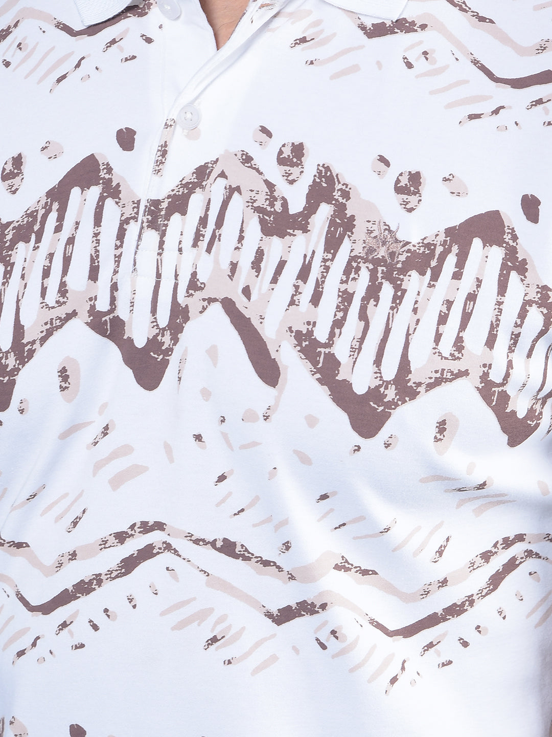 Brown Printed Polo-Neck 100% Cotton T-Shirt-Men T-Shirts-Crimsoune Club