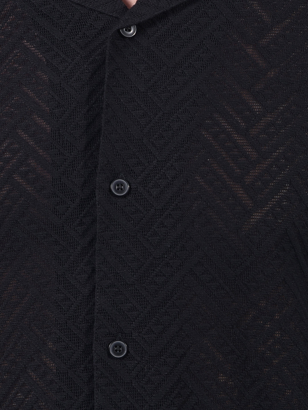 Black Jacquard Resort Collar Knitted Shirt-Men Shirts-Crimsoune Club