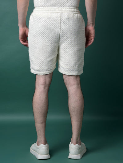 Cream Jacquard Shorts-Men Shorts-Crimsoune Club