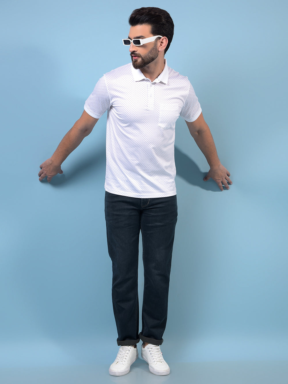 Men's Peach Printed Polo Neck 100% Cotton T-Shirt-Men T-Shirts-Crimsoune Club