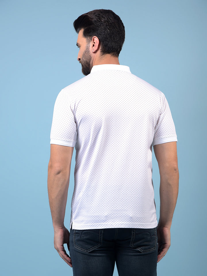 Men's Peach Printed Polo Neck 100% Cotton T-Shirt-Men T-Shirts-Crimsoune Club