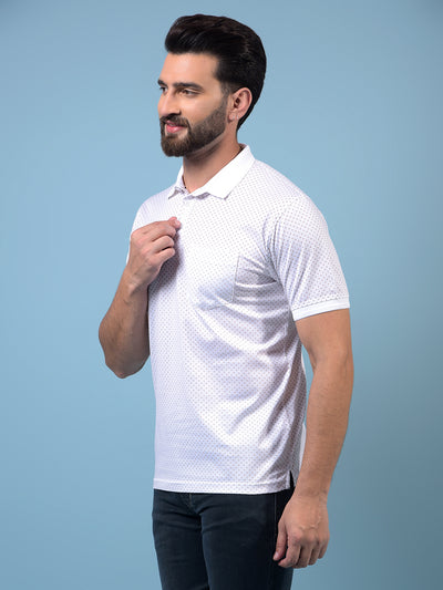 Men's Peach Printed Polo Neck 100% Cotton T-Shirt-Men T-Shirts-Crimsoune Club