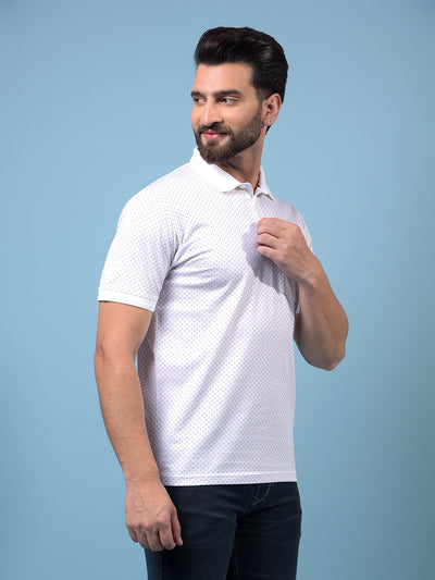Men's Peach Printed Polo Neck 100% Cotton T-Shirt-Men T-Shirts-Crimsoune Club