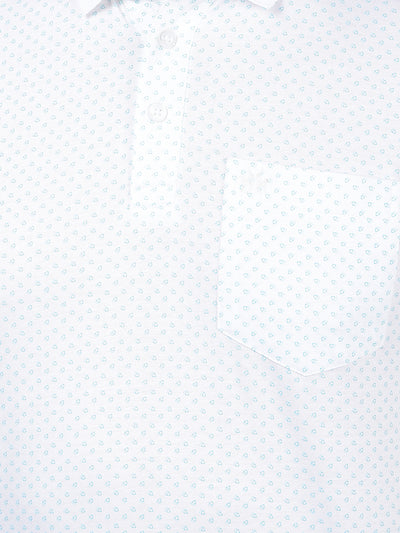 Blue Printed 100% Cotton Polo Neck T-Shirt-Men T-Shirts-Crimsoune Club