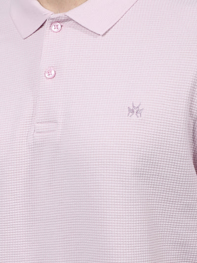 Pink Jacquard Polo-Neck T-Shirt-Men T-Shirts-Crimsoune Club