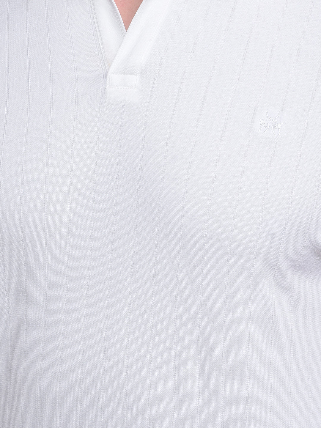 White Jacquard Polo Neck T-Shirt-Men T-Shirts-Crimsoune Club