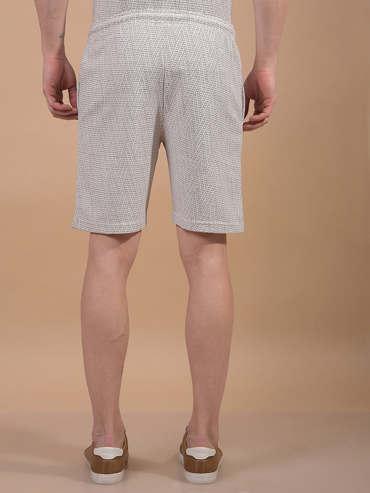 Beige Jacquard Knitted Shorts-Men Shorts-Crimsoune Club
