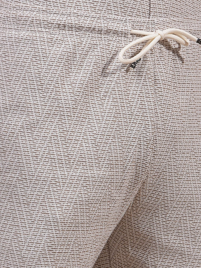 Beige Jacquard Knitted Shorts-Men Shorts-Crimsoune Club