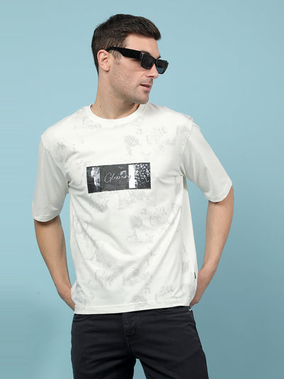 White Typographic Print T-Shirt-Men T-Shirts-Crimsoune Club
