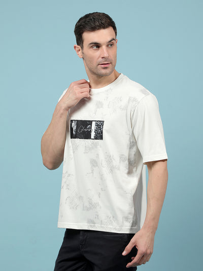 White Typographic Print T-Shirt-Men T-Shirts-Crimsoune Club