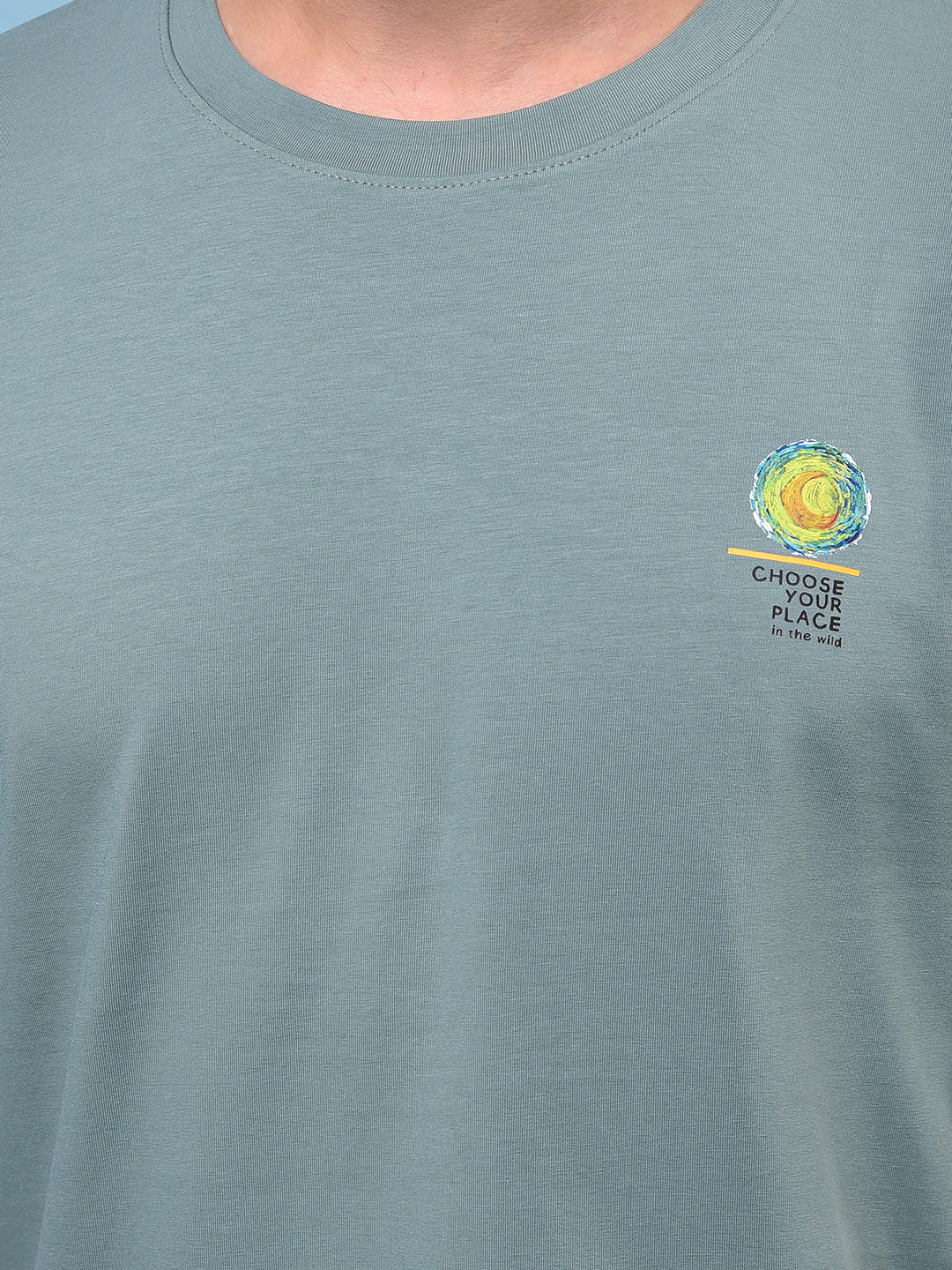 Men's Green Graphic Print Round Neck T-Shirt-Men T-Shirts-Crimsoune Club