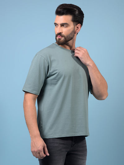 Men's Green Graphic Print Round Neck T-Shirt-Men T-Shirts-Crimsoune Club