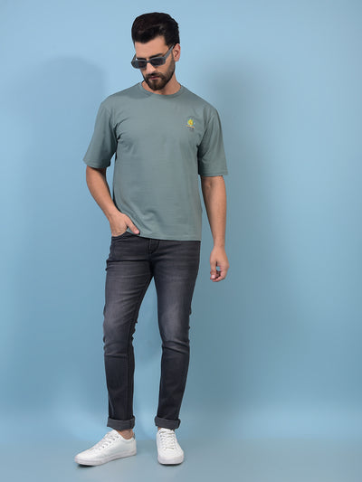 Men's Green Graphic Print Round Neck T-Shirt-Men T-Shirts-Crimsoune Club