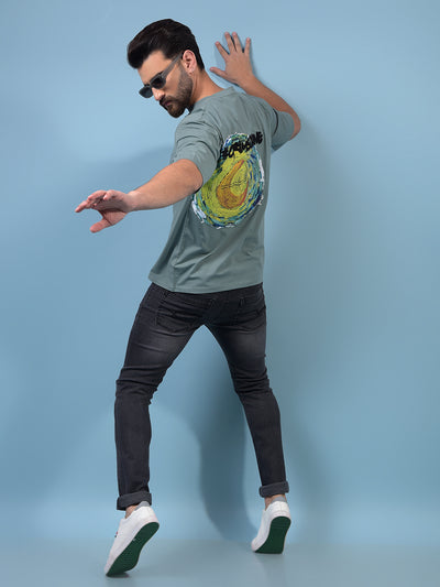 Men's Green Graphic Print Round Neck T-Shirt-Men T-Shirts-Crimsoune Club