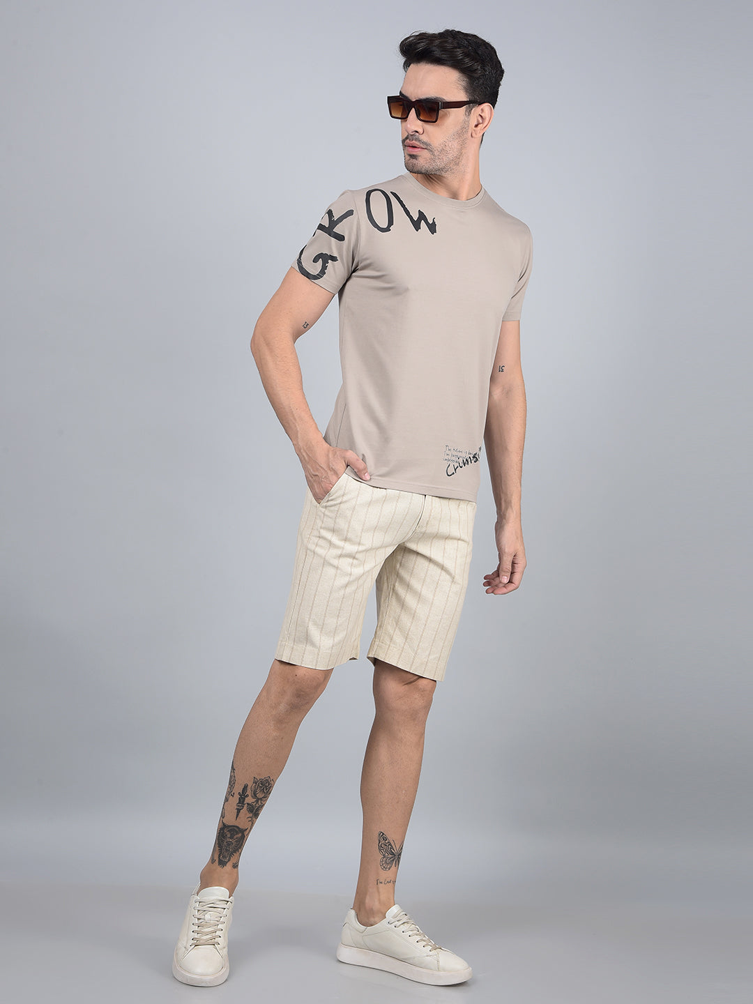 Brown Graphic Print Cotton T-Shirt-Men T-Shirts-Crimsoune Club