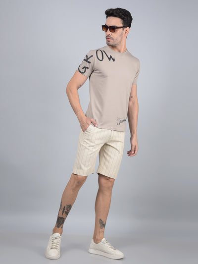 Brown Graphic Print Cotton T-Shirt-Men T-Shirts-Crimsoune Club