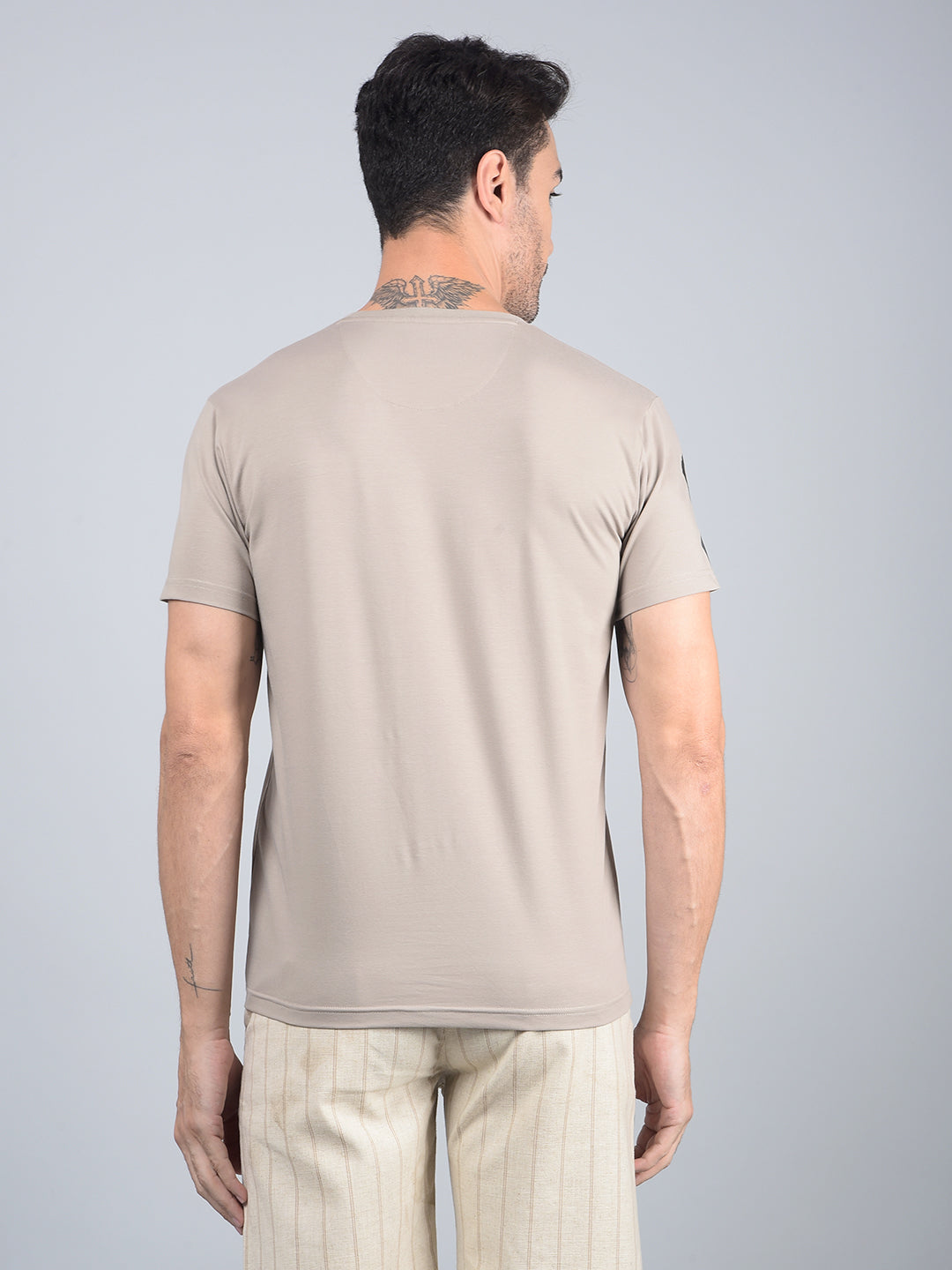 Brown Graphic Print Cotton T-Shirt-Men T-Shirts-Crimsoune Club