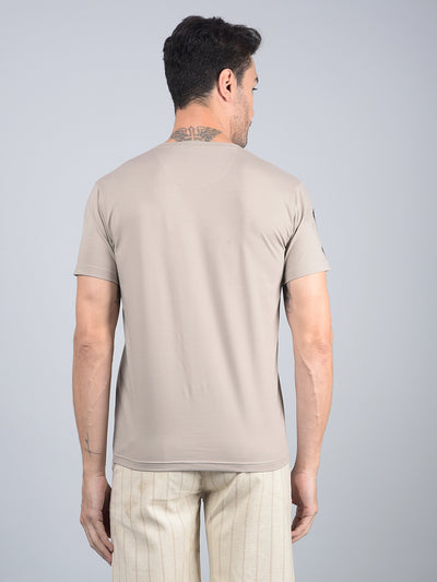 Brown Graphic Print Cotton T-Shirt-Men T-Shirts-Crimsoune Club