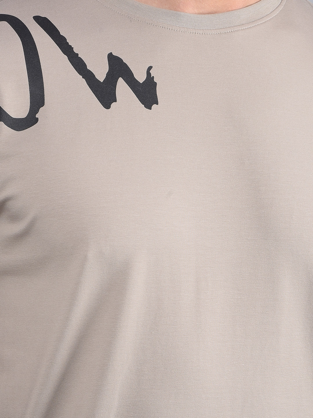 Brown Graphic Print Cotton T-Shirt-Men T-Shirts-Crimsoune Club