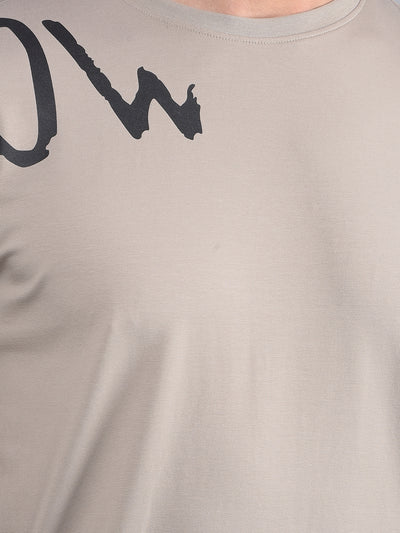 Brown Graphic Print Cotton T-Shirt-Men T-Shirts-Crimsoune Club