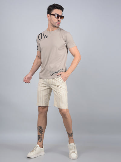 Brown Graphic Print Cotton T-Shirt-Men T-Shirts-Crimsoune Club