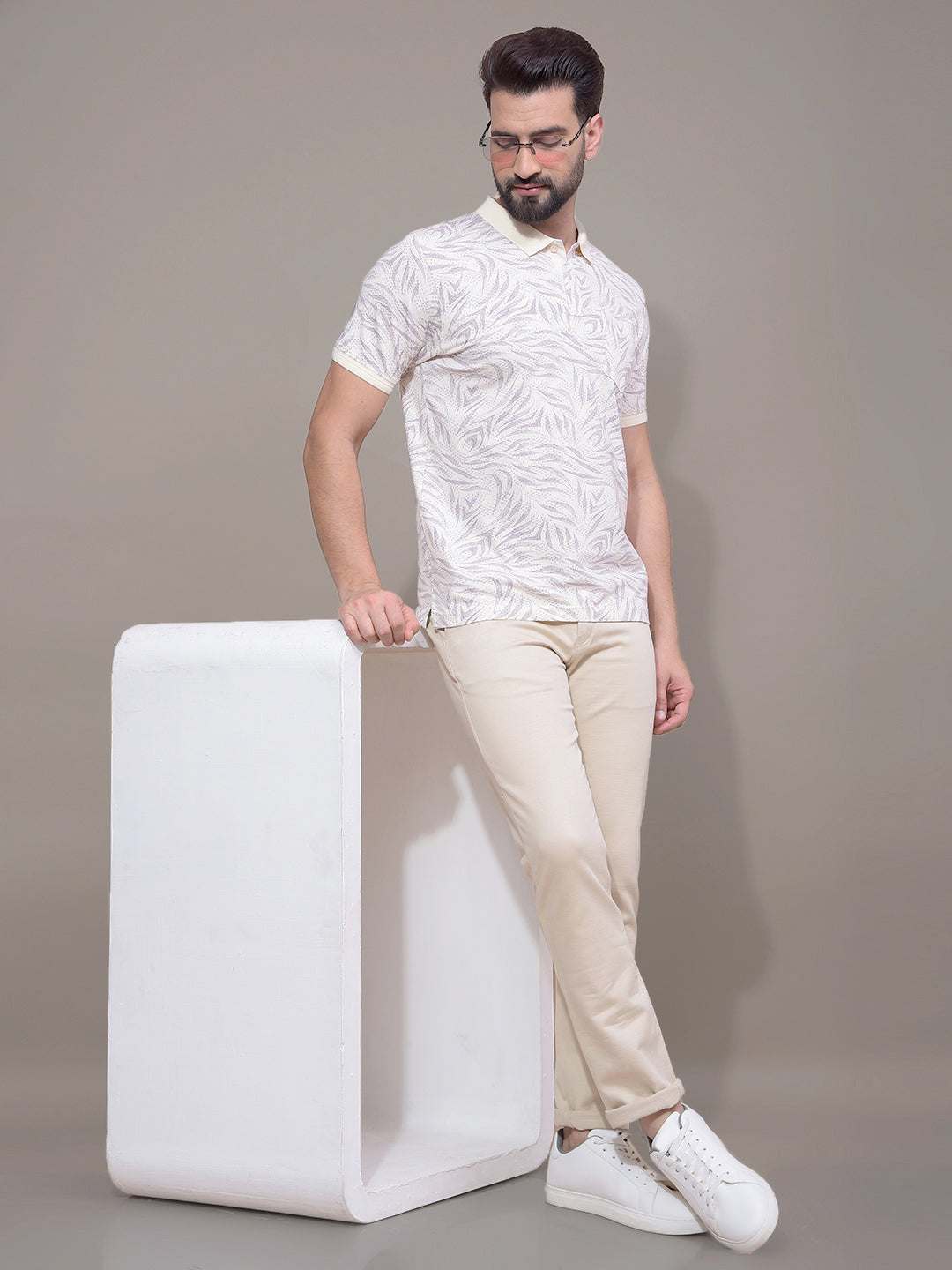 Purple Printed Polo Neck T-Shirt-Men T-Shirts-Crimsoune Club