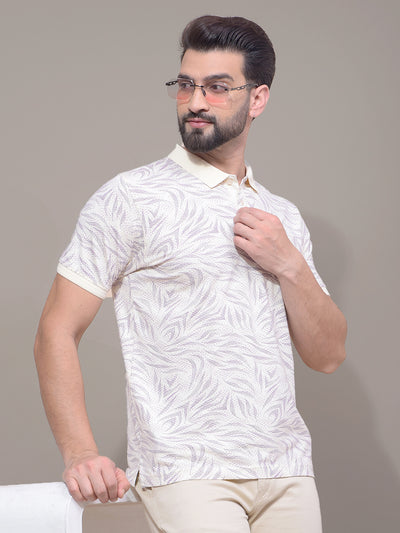 Purple Printed Polo Neck T-Shirt-Men T-Shirts-Crimsoune Club