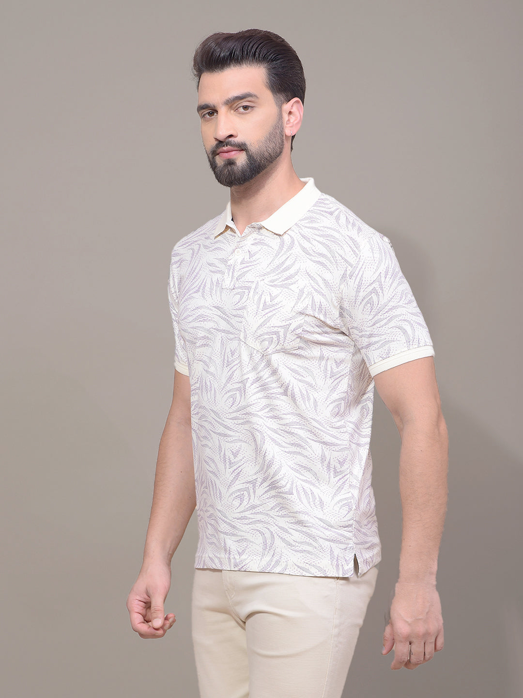 Purple Printed Polo Neck T-Shirt-Men T-Shirts-Crimsoune Club