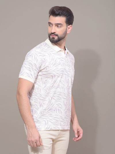 Purple Printed Polo Neck T-Shirt-Men T-Shirts-Crimsoune Club