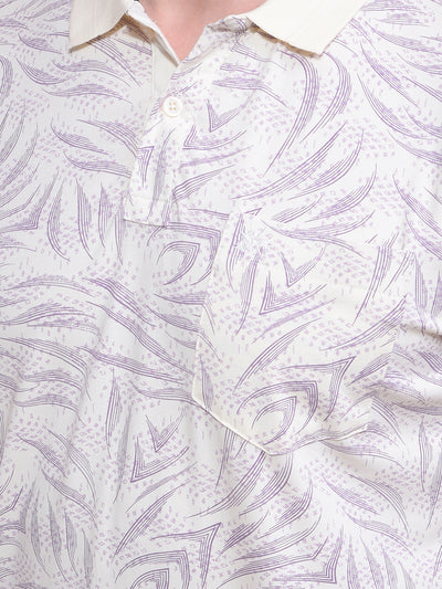 Purple Printed Polo Neck T-Shirt-Men T-Shirts-Crimsoune Club
