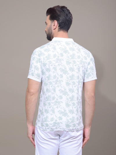 Green Printed Polo Neck T-Shirt-Men T-Shirts-Crimsoune Club