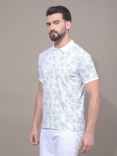 Green Printed Polo Neck T-Shirt-Men T-Shirts-Crimsoune Club