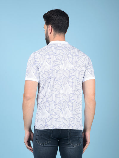 Purple Floral Print Polo-Neck T-Shirt-Men T-Shirts-Crimsoune Club