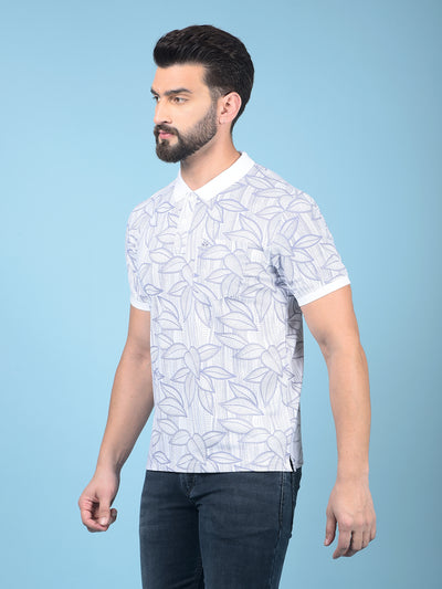 Purple Floral Print Polo-Neck T-Shirt-Men T-Shirts-Crimsoune Club