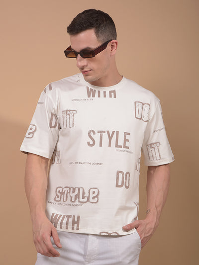 White Typographic Print T-Shirt-Men T-Shirts-Crimsoune Club