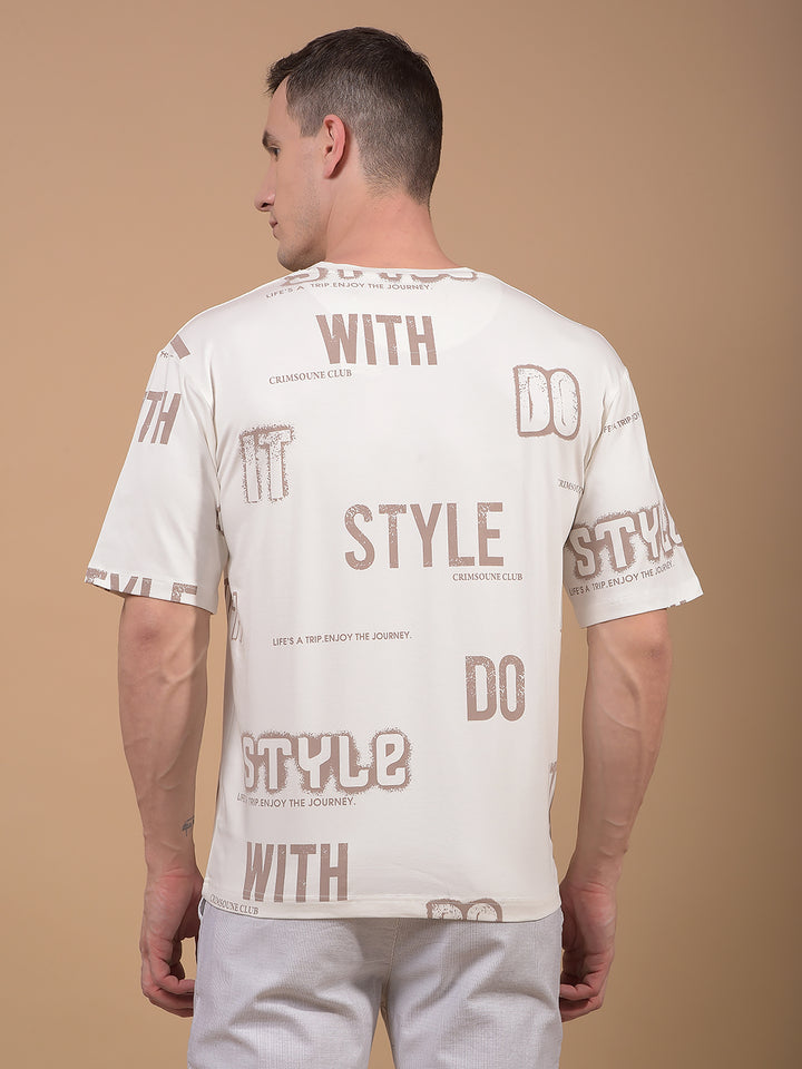 White Typographic Print T-Shirt-Men T-Shirts-Crimsoune Club
