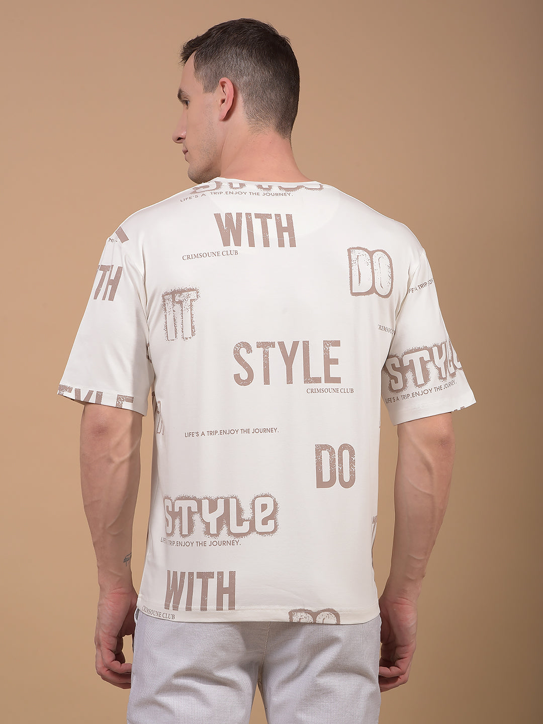White Typographic Print T-Shirt-Men T-Shirts-Crimsoune Club