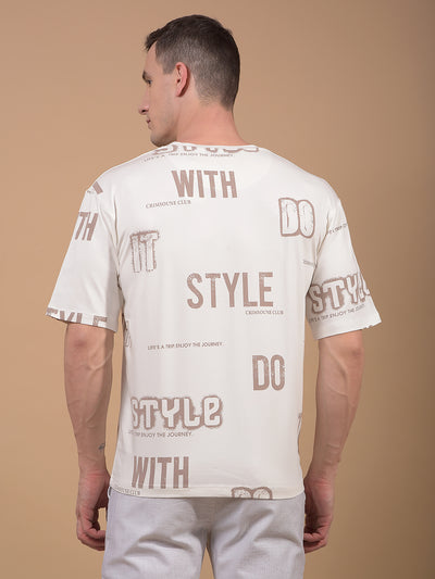 White Typographic Print T-Shirt-Men T-Shirts-Crimsoune Club