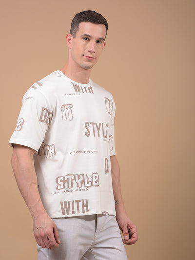 White Typographic Print T-Shirt-Men T-Shirts-Crimsoune Club