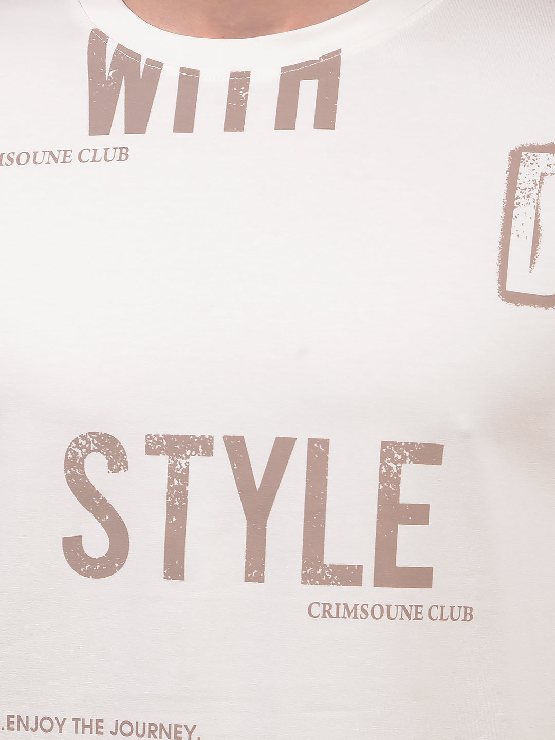 White Typographic Print T-Shirt-Men T-Shirts-Crimsoune Club