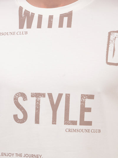 White Typographic Print T-Shirt-Men T-Shirts-Crimsoune Club