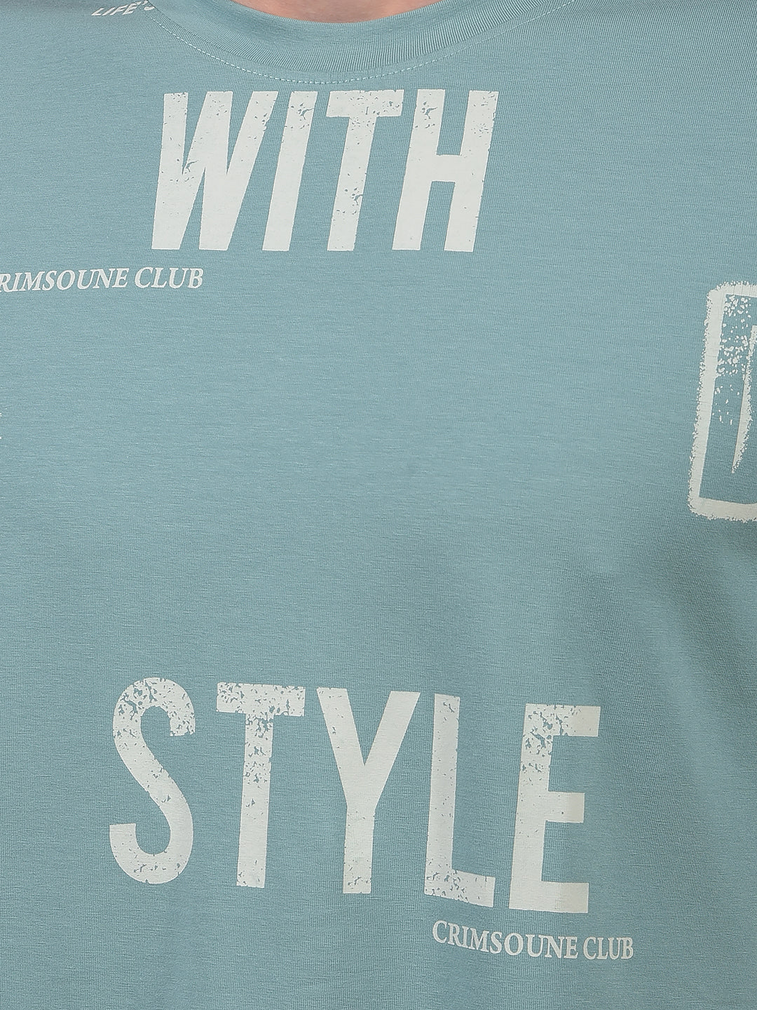 Green Typographic Print T-Shirt-Men T-Shirts-Crimsoune Club