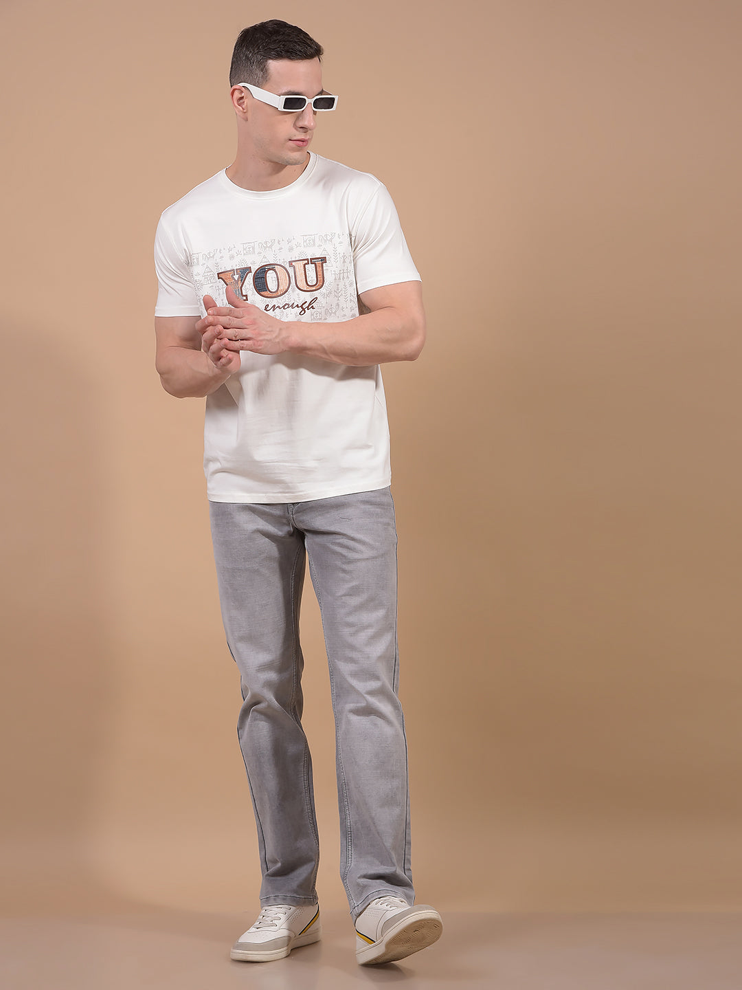 White Graphic Print T-Shirt-Men T-Shirts-Crimsoune Club